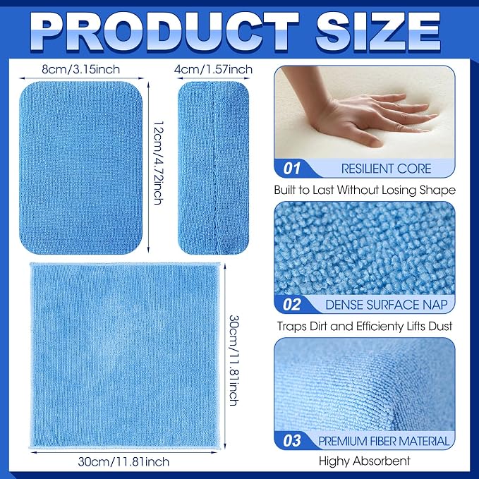 24 Pcs Microfiber Applicator Pad Kit Include Non Scratch Car Wash Sponge and - Image 2