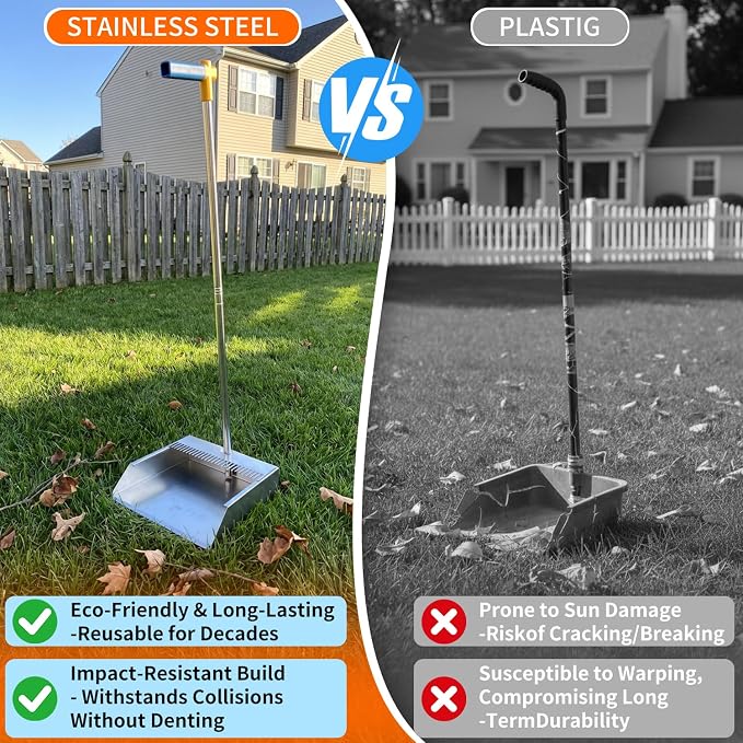 Metal Dustpan with Broom Combo Set, Heavy Duty 304 Stainless Steel 1mm Thick - Image 7