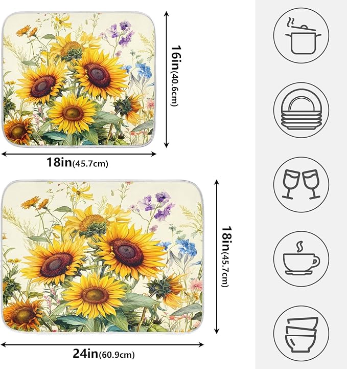 Blooming Sunflowers Dish Drying Mat - Image 2