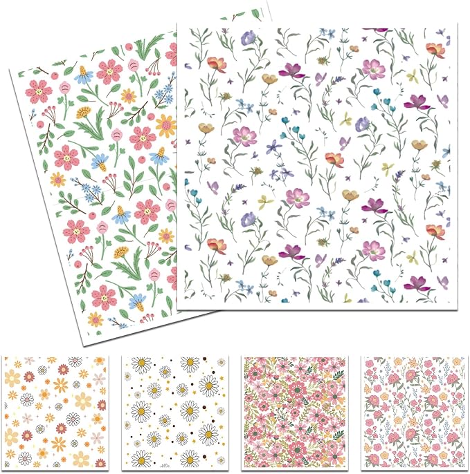 Floral Swedish Dish Cloths for Kitchen, 6 Pack Reusable Wildflowers Swedish by VISSTREE