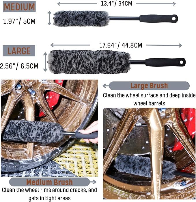 Refined Long Handle Car Wheel Brush Arsenal, Soft Wheel and Rim Brush, Tire - Image 3