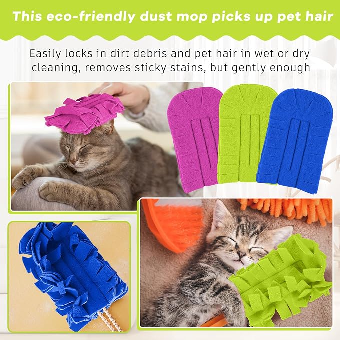 Zubebe 3 Pcs Duster Refill Reusable Fleece Duster Refills Feather Flat Dusters - Image 3