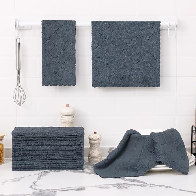 Homaxy 12 Pack Dish Towels for Kitchen, Super Soft and Absorbent Coral Velvet - Image 6