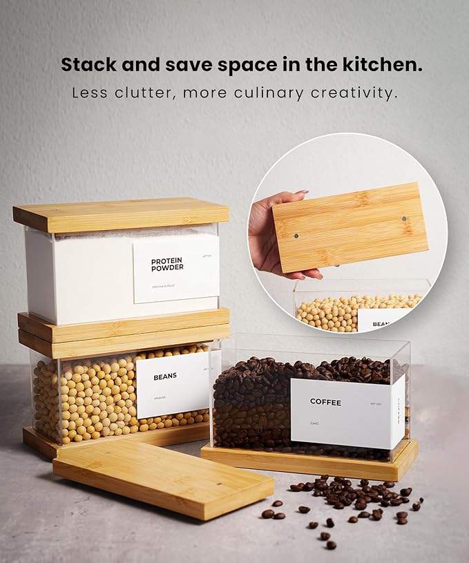 Bamboo Food Dispenser | Kitchen Organizers and Storage | Airtight Pantry - Image 2