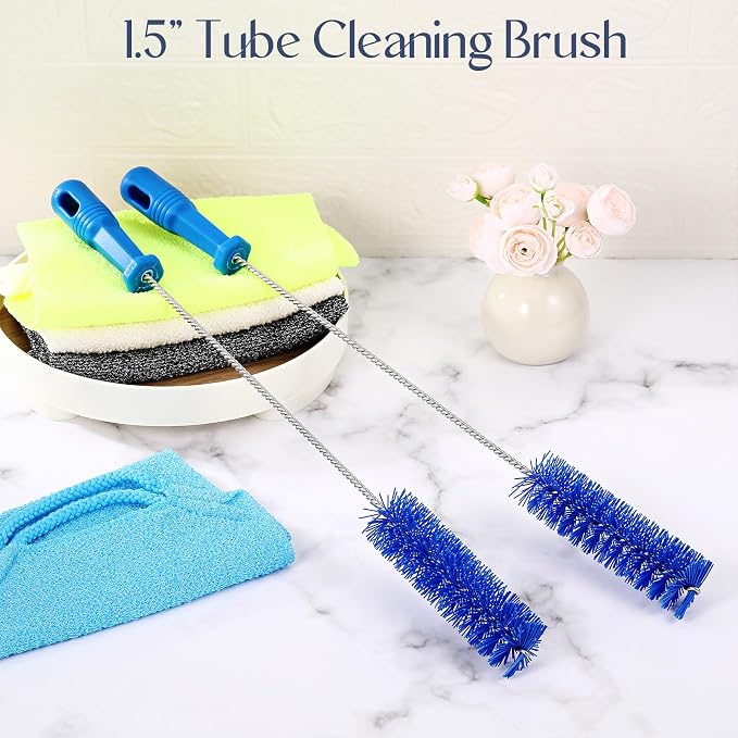Baderke 2 Pieces Drain Brush Pipe Cleaning Blue Tube Brushes 19.7 Inch Plastic - Image 4