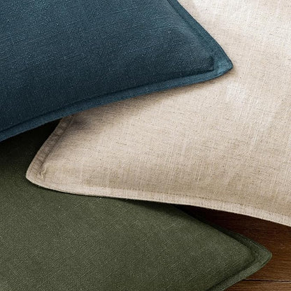 EMEMA Decorative Linen Throw Pillow Covers 18x18 Inch Natural Beige Boho Farmhouse Neutral Couch Throw Pillows for Bed Pack of 2 Accent Pillowcase Modern Sofa Cushion Livingroom Home