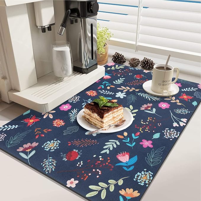 LOKHOM Dish Drying Mat for Kitchen Counter, Vintage Dish Drainer Rack Mat - Image 3