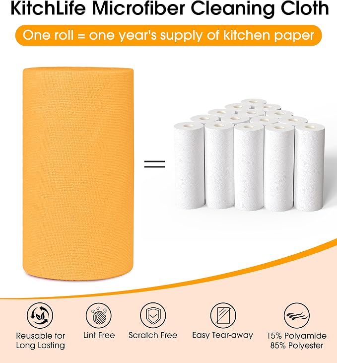 KitchLife Microfiber Cleaning Cloth Roll, 100 Pack - Image 3