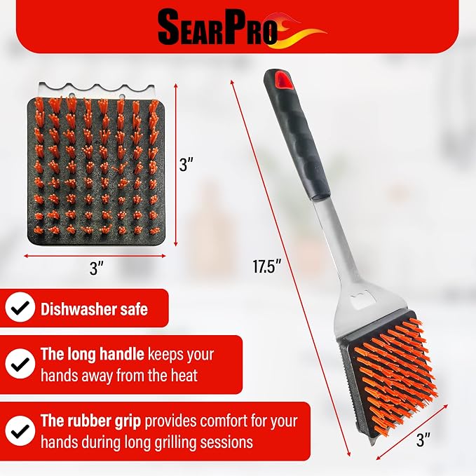 4-in-1 Grill Brush Combo by SearPro BBQ Cleaner Scraper Barbecue Tool - Image 6