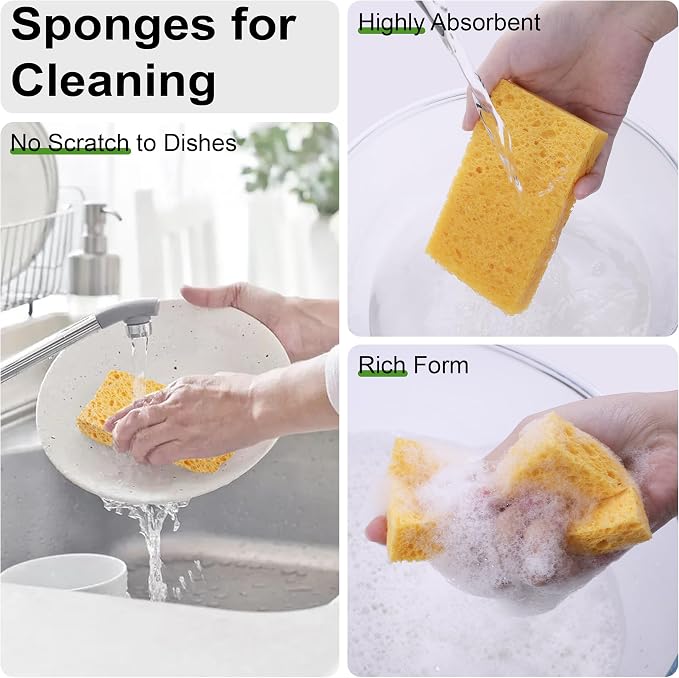 15 Pcs Cellulose Sponges Kitchen, 5 Colors Non-Scratch Colorful Sponges - Image 4