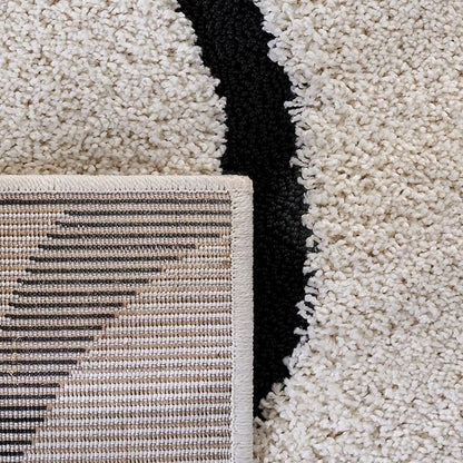 SAFAVIEH Florida Shag Collection Area Rug - 12' Square, Ivory & Black, Non-Shedding & Easy Cleaning, Plush Thick Pile, Ideal for Living Room, Bedroom, Dining Space (SG471-1290)