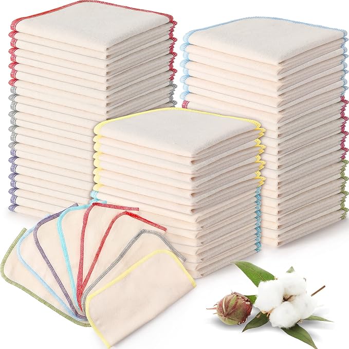 Zopeal 64 Pcs Flannel Cloth Baby Wipes Reusable Dispenser Washable Soft Natural by Zopeal