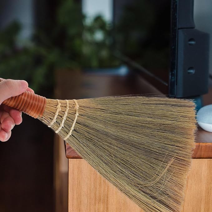 Soft-Haired Mini Broom 12.20 Inch Short Handle Dust Sweeper - Image 7