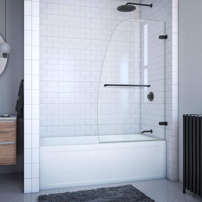 DreamLine Aqua Uno 34 5/16 inch W x 58 inch H Frameless Hinged Tub Door in by DreamLine