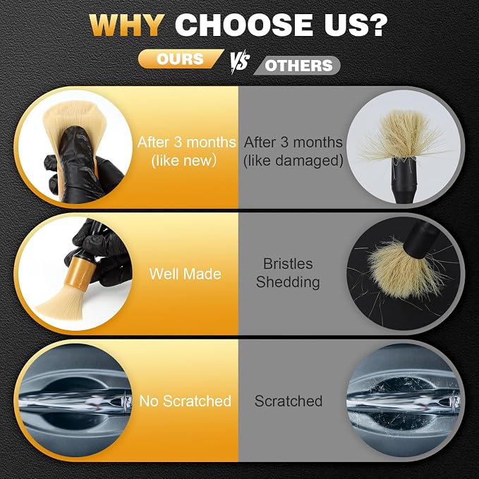 10PCS Car Detailing Brush Set, Boars Hair Car Cleaning Detail Brush kit - Image 7