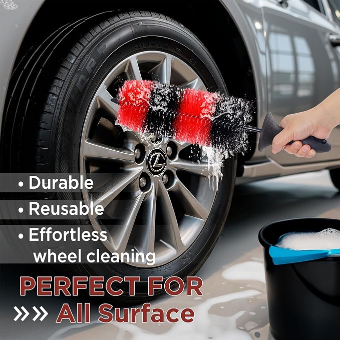 TAKAVU Premium Wheel & Tire Brush, Long Bristle Detailing Brush - Image 6