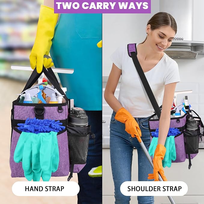 Large Cleaning Caddy Bag Built-in Sturdy Support Board, Cleaning Organizer - Image 5