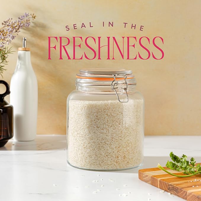 kitchentoolz Half Gallon Glass Large Mason Jars - 64oz Wide Mouth Flour & Sugar - Image 5