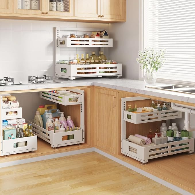 2 Pack 19IN-Depth Under Sink Organizer, Pull Out Cabinet Organizer - Image 7