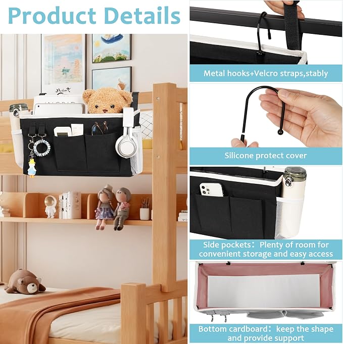 Loghot Bedside Caddy/Bedside Storage Bag Hanging Organizer - Image 4