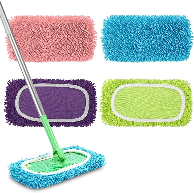 Set of 4 Reusable Microfiber Mop Pads Compatible by MEETI