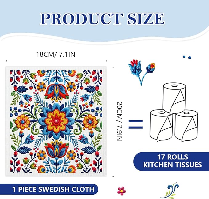 5 Pack Mixed Fiesta Floral Cinco De Mayo Kitchen Dishcloths Dish Towel - Image 4