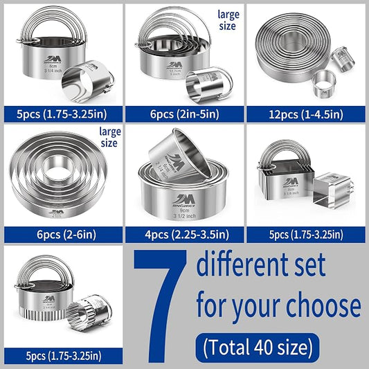 Square Biscuit Cutter Set 1.75inch 2inch 2.25inch 2.75inch 3.25inch, Stainless - Image 2