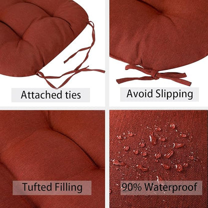 FUNHOME Outdoor Chair Cushions 19 x19 Inch,Water Resistant Tufted Seat Cushions 19",Reversible,Weather Resistant,Rounded Back Wicker Chair Cushion for Patio Garden Furniture(Dark Red)