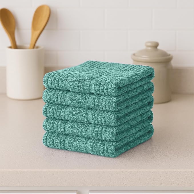 DecorRack 10 Pack 100% Cotton Kitchen Towels, 12x12 inch Soft Terry Dishcloths - Image 5