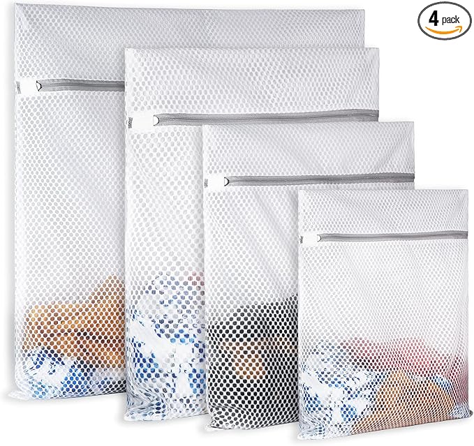 4Pcs Durable Honeycomb Mesh Laundry Bags by SUERIV