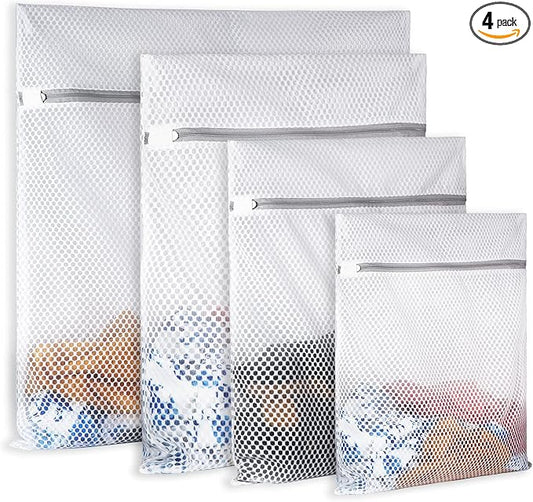 4Pcs Durable Honeycomb Mesh Laundry Bags by SUERIV