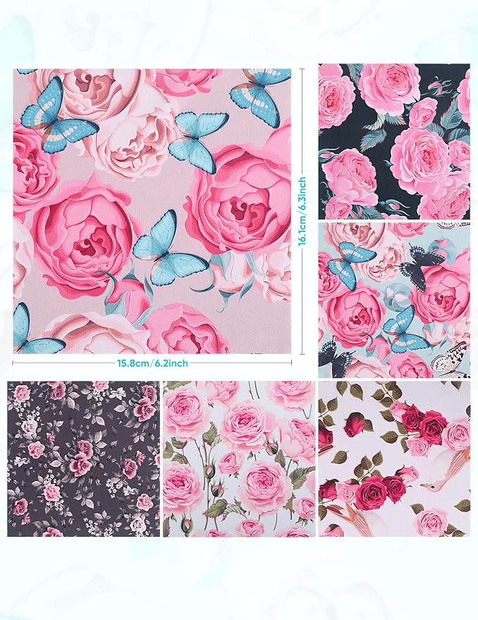 6PCS Thickened Glasses Cleaning Cloth Elegant Flower Design Microfiber Cleaning - Image 2