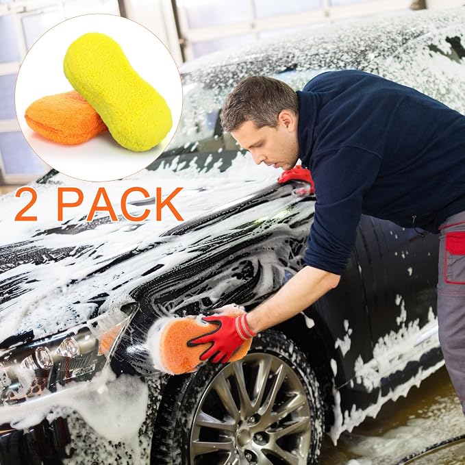 Tanlade 2 Pcs Large Microfiber Car Wash Sponge - Image 5