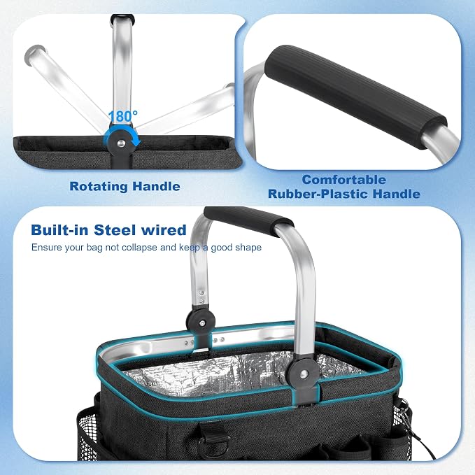 Cleaning Caddy Organizer with Handle, Cleaning Tote Bag with Multiple Pockets - Image 2