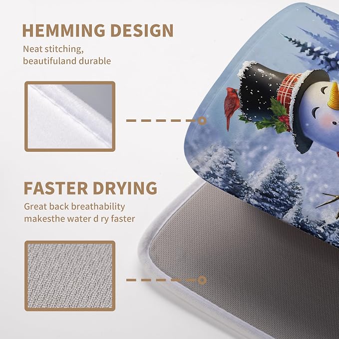 Christmas Snowman Kitchen Drying Mat - Image 4