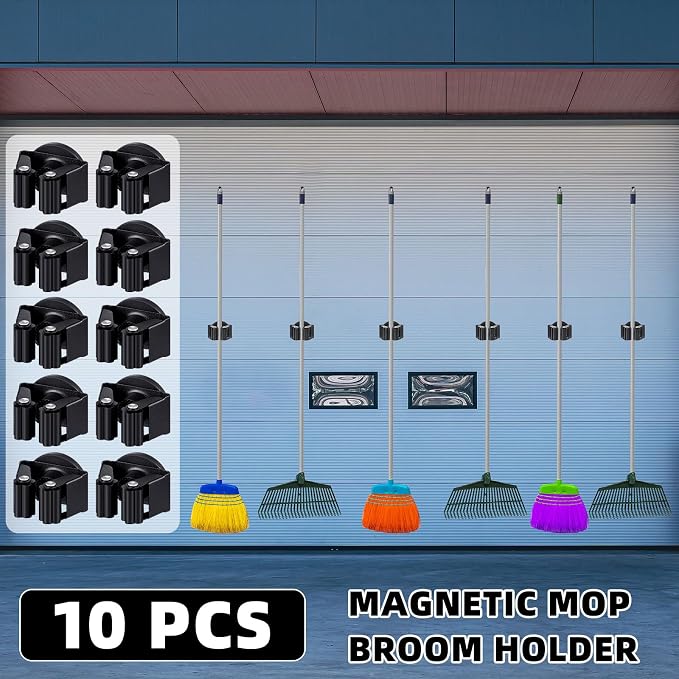 10 Pcs Magnetic Mop Broom Holder Movable Magnetic Broom Holder Rack, Anti Slip - Image 3