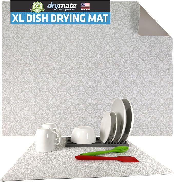 Drymate Jumbo XL Dish Drying Mat, Low-Profile, Super Absorbent, Quick Dry Fabric by Drymate