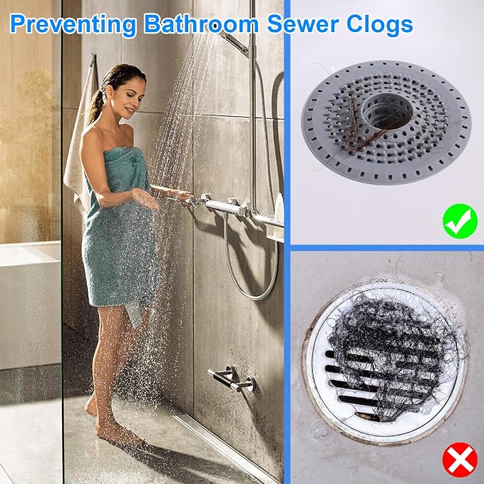 Bathtub Drain Hair Catcher, Silicone Tub Hair Catcher Drain Protector Strainer - Image 6