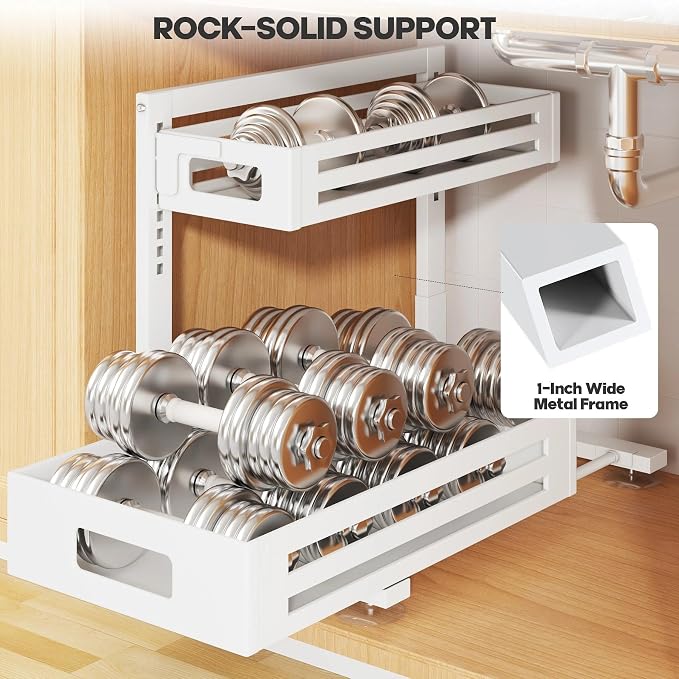 2 Pack 17IN-Depth Under Sink Organizer, Pull Out Cabinet Organizer - Image 3