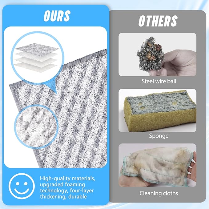 10 PCS Four-Layer Non-Scratch Multipurpose Steel Wire Dishcloths - Image 3