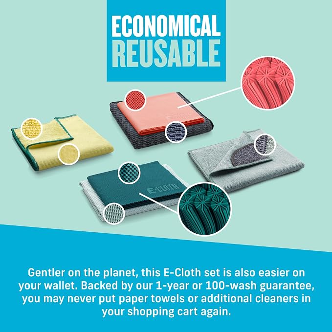 E-Cloth 6-pc Home Cleaning Essentials, Contains Multiple Microfiber Cleaning - Image 5