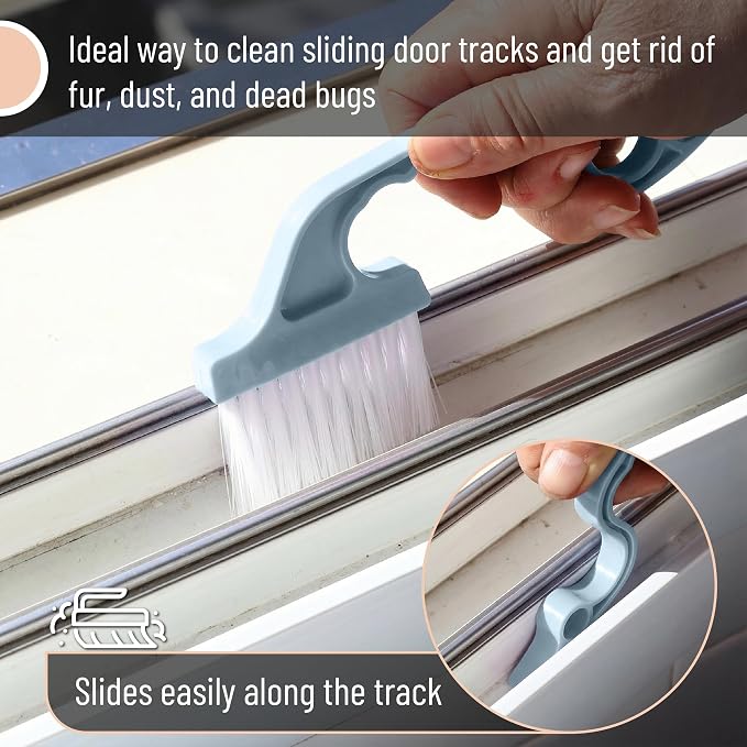 Slick- Window Track Cleaning Brush, 3 Pack, Colorful Ergonomic Handle, Built-in - Image 4