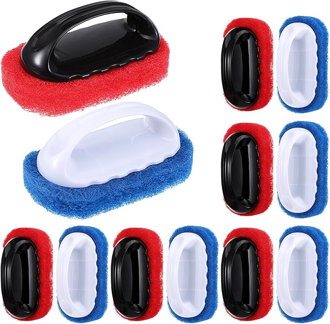 12 Pack Handled Scrubber Set, Non-Scratch Reusable Scouring Pads by Unknown