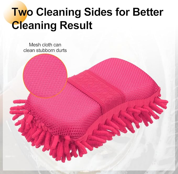 HARFINGTON Car Wash Sponge 8.7" x 4.3" Chenille Microfiber Mitt Scratch-Free - Image 5