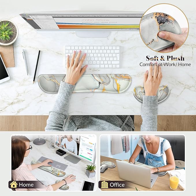 Gimars Upgrade Enlarge Gel Memory Foam Set Keyboard Wrist Rest Pad, Mouse Wrist - Image 7