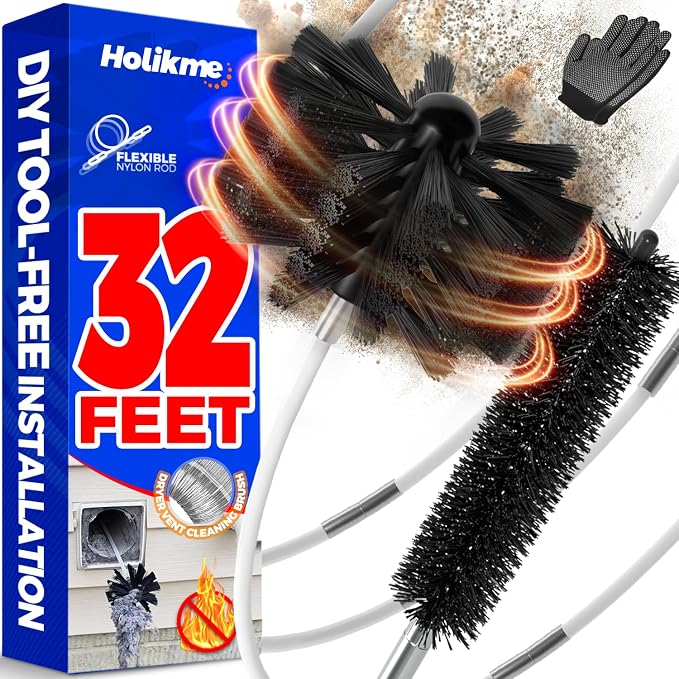 Holikme 32 Feet Dryer Vent Cleaner Kit, Lint Remover, Fireplace Chimney Brushes by Holikme