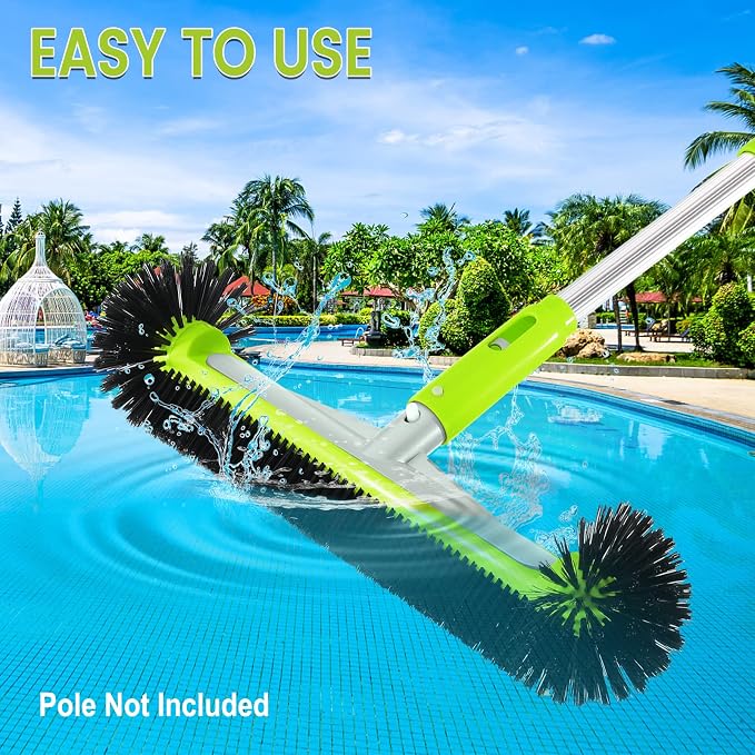 Swimming Pool Brush Head with Round Ends, 17.5" Heavy Duty Aluminum Back Head - Image 5