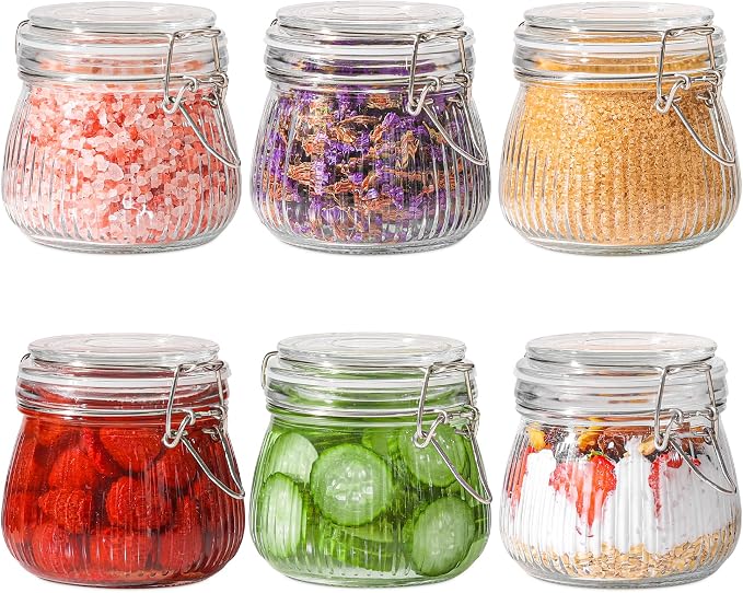 ComSaf Airtight Glass jar with lid 17oz, Glass Storage Containers with Lids by ComSaf