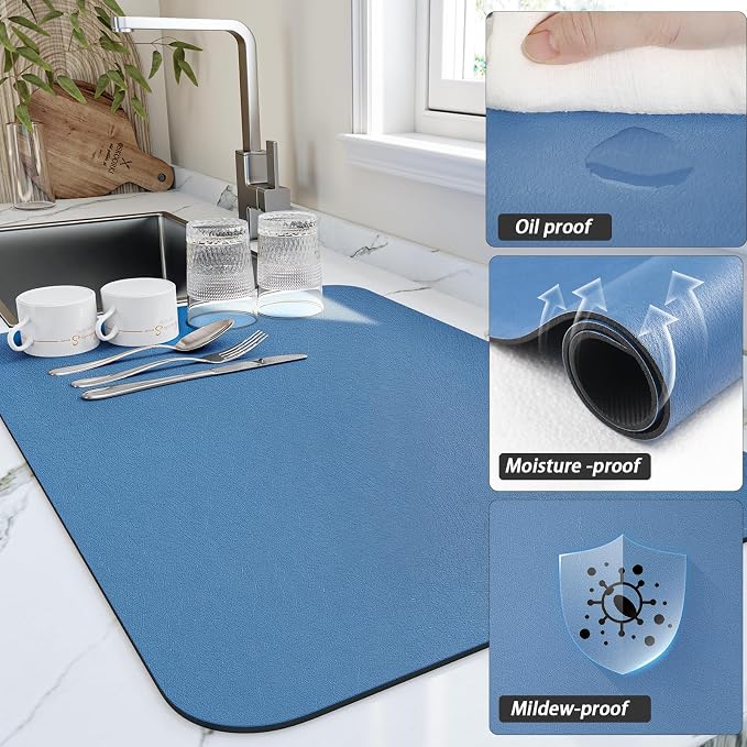 Dish Drying Mat for Kitchen Counter, Heat Resistant Drainer Mats - Image 3