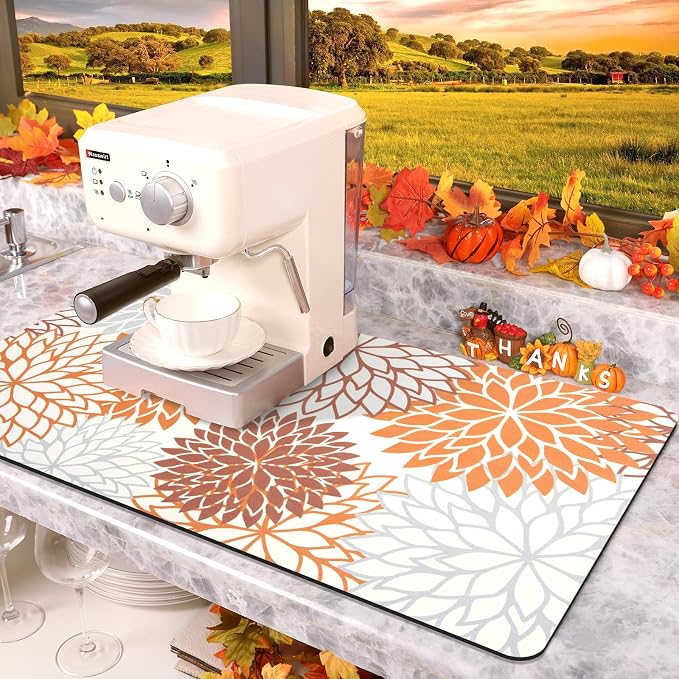 Findosom 2PCS 12" x 20" Fall Dish Drying Mat & 24" x 5.5" Sink Splash Guard - Image 9